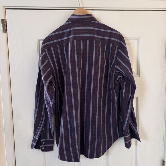 Robert Graham Men Dress Shirt Sized Med Purple Striped Flip Cuff Preppy Designer - Picture 11 of 16